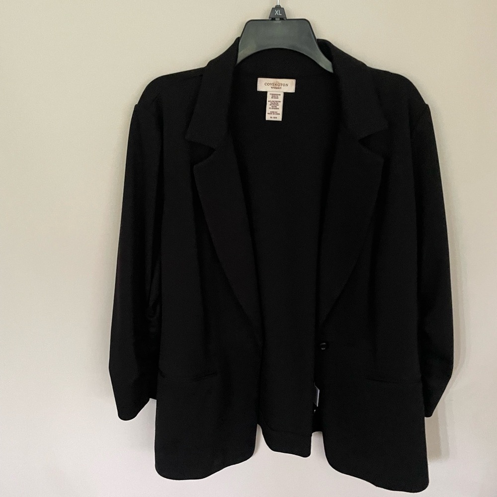 Covington Black Blazer Relaxed Open-Front Design